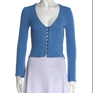 Reformation Blue Button Front Gellar Top